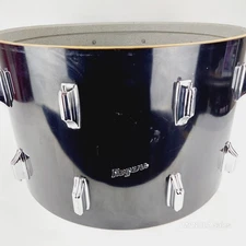 1970s Rogers 14x22 Jet Black Pearl Wood Kick Bass Shell with Hardware.