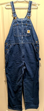 VTG Carhartt R07DST Denim Bib Overalls Men's Made in USA Union Made 40 x 30 EUC