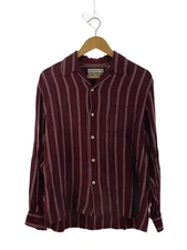 WACKO MARIA Long Sleeve Shirt, Size S, Rayon, Brown Stripe