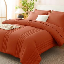 CozyLux Full Size Comforter Sets - 7 Pieces Bed in a Bag Full, Terracotta