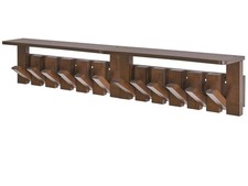 2 PCS Coat Rack Wall Mount With Shelf Retractable Hooks Walnut Wood