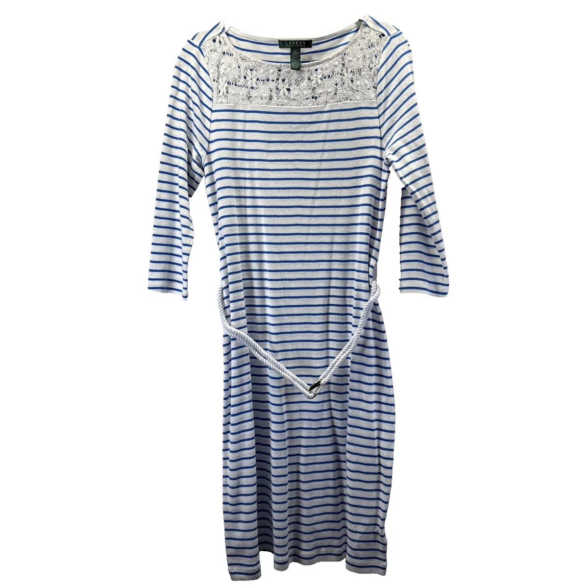 women extra fine cotton a-line striped 3 4 sleeve dress Uniqlo