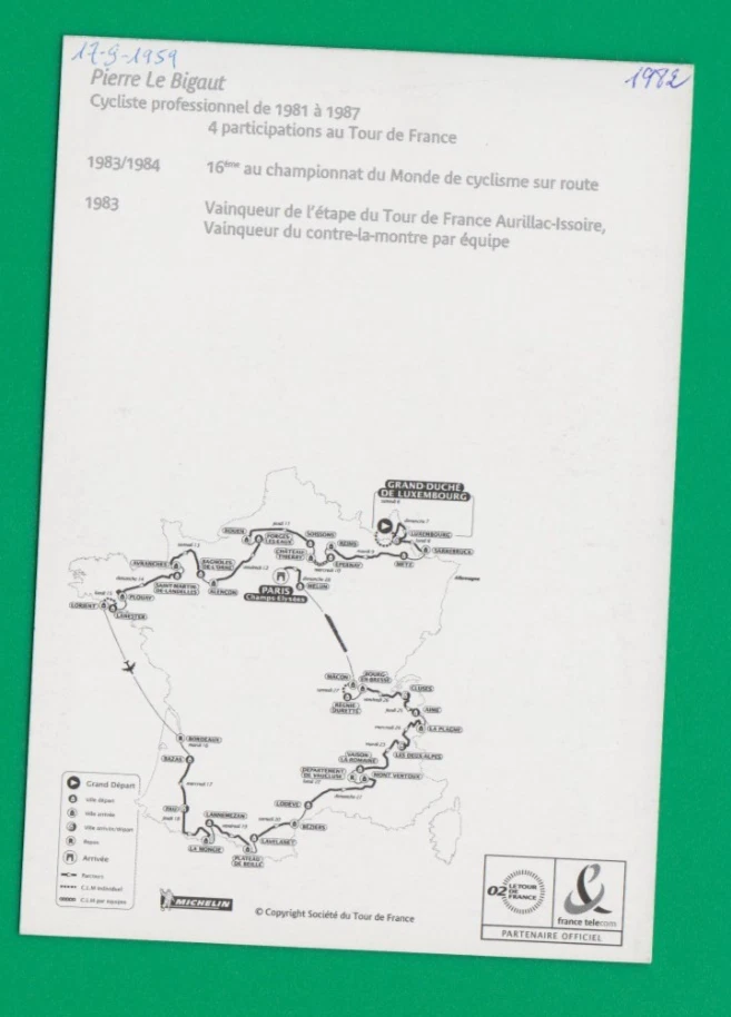 CYCLISME carte cycliste PIERRE LE BIGAUT Pub Tour de France 2002 france telecom - Photo 2/2