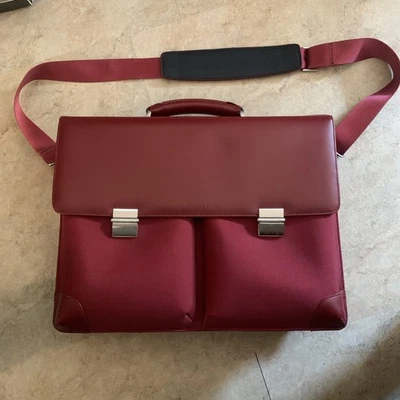 Vintage Filofax Burgundy Leather - Nylon weave Cross Briefcase Cross Over Bag - Image 1 of 4