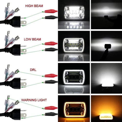 Pair 7"X6'' 5x7 LED Headlights Hi/Lo Beam DRL For Jeep Cherokee XJ YJ Chevrolet - Picture 11 of 13
