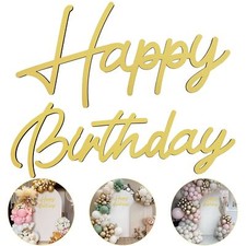 Gold Happy Birthday Sign- Wooden Cutout Happy Birthday Letters Sign Party Ban...