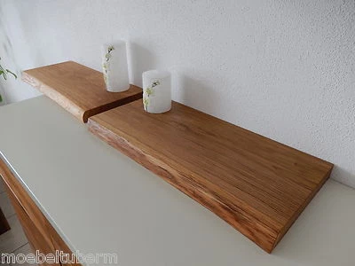 2x Wandboard Eiche Wild Massiv Holz Board Regal Steckboard Regalbrett Baumkante - Bild 1 von 4