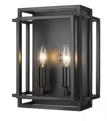 Z-Lite 454-2S Titania 2 Light 12'' Tall Bathroom Sconce - Black