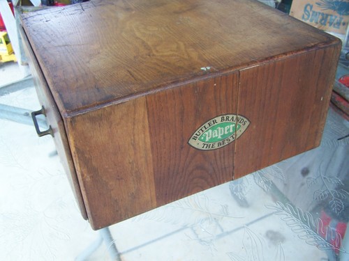 antik Vintage Eiche 1 Schublade Holz Butler Marken Papier der beste Aktenschrank - Bild 3 von 7