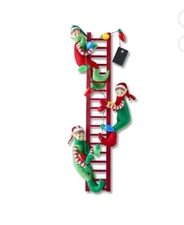 Elf Mr. Christmas 27.5" Tree Trimmer Elves on a Ladder Decoration, Red