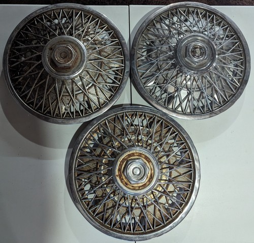 Chevy Corvette 14" Wire Spoked Wheel Cover Hubcap Chevrolet Set - Picture 3 of 24