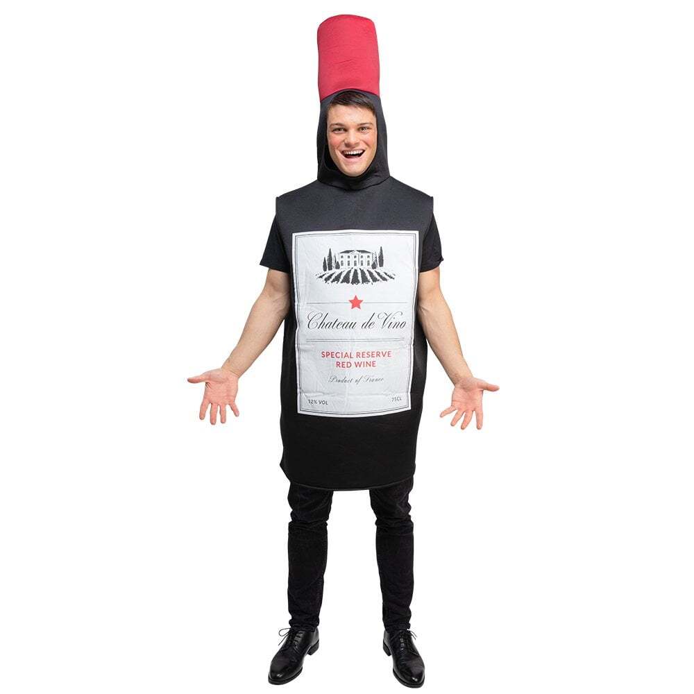 NEW Adult Funny Red Wine Costume Novelty Stag Party Fancy Dress One Size STD