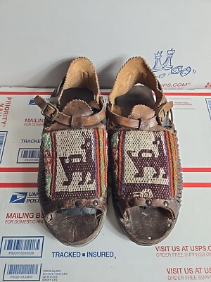 Men US Ralph Lauren Vintage Leather Sandals Native Made In Italy 