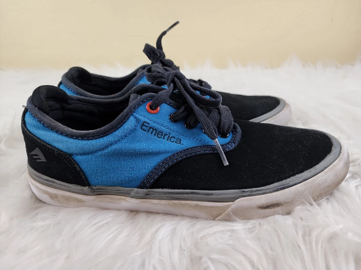 EMERICA DEATHWISH BLACK BLUE WHITE SKATE SHOES SIZE 8