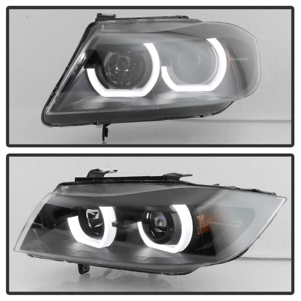 Faros proyectores LED halo negros para BMW E90 serie 3 2006-2008 4 puertas Foto 3 de 4