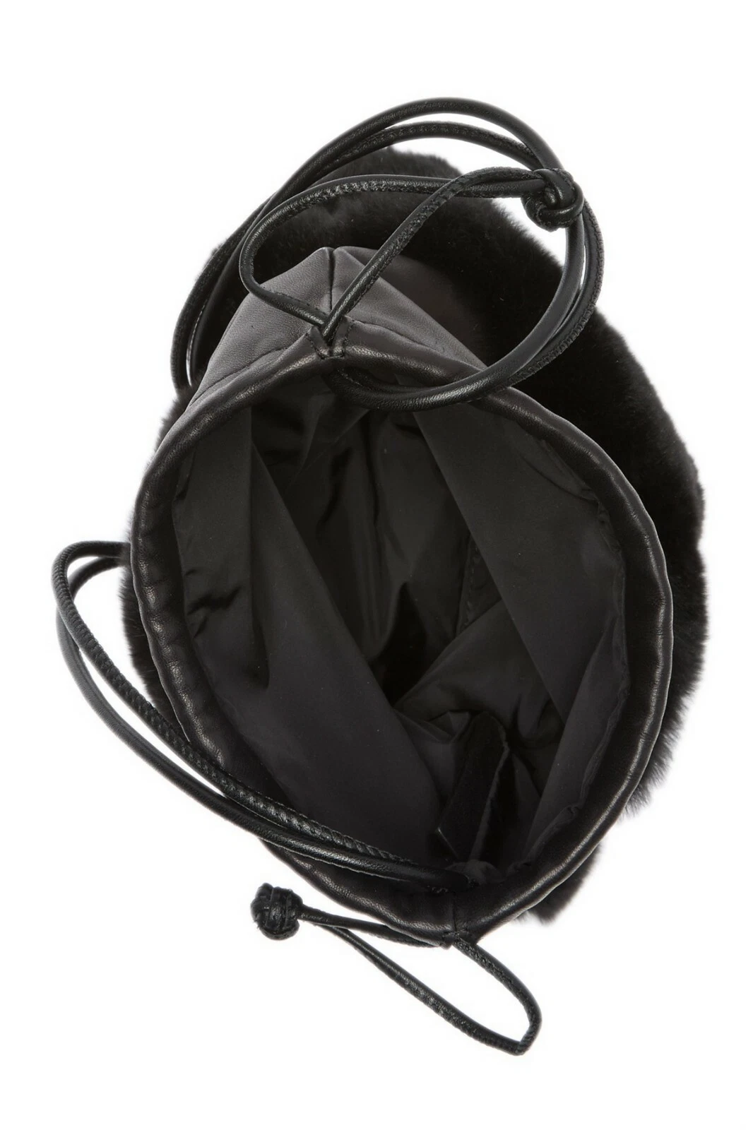 NUOVO Alexander Wang Borsa a tracolla in pelle di pelliccia di coniglio pochette nero $695