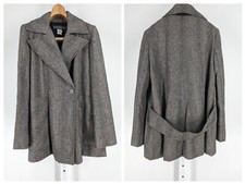 Krizia Poi Y2k Vintage Houndstooth Gray Orange Trench Jacket Coat 42 Italy 38"