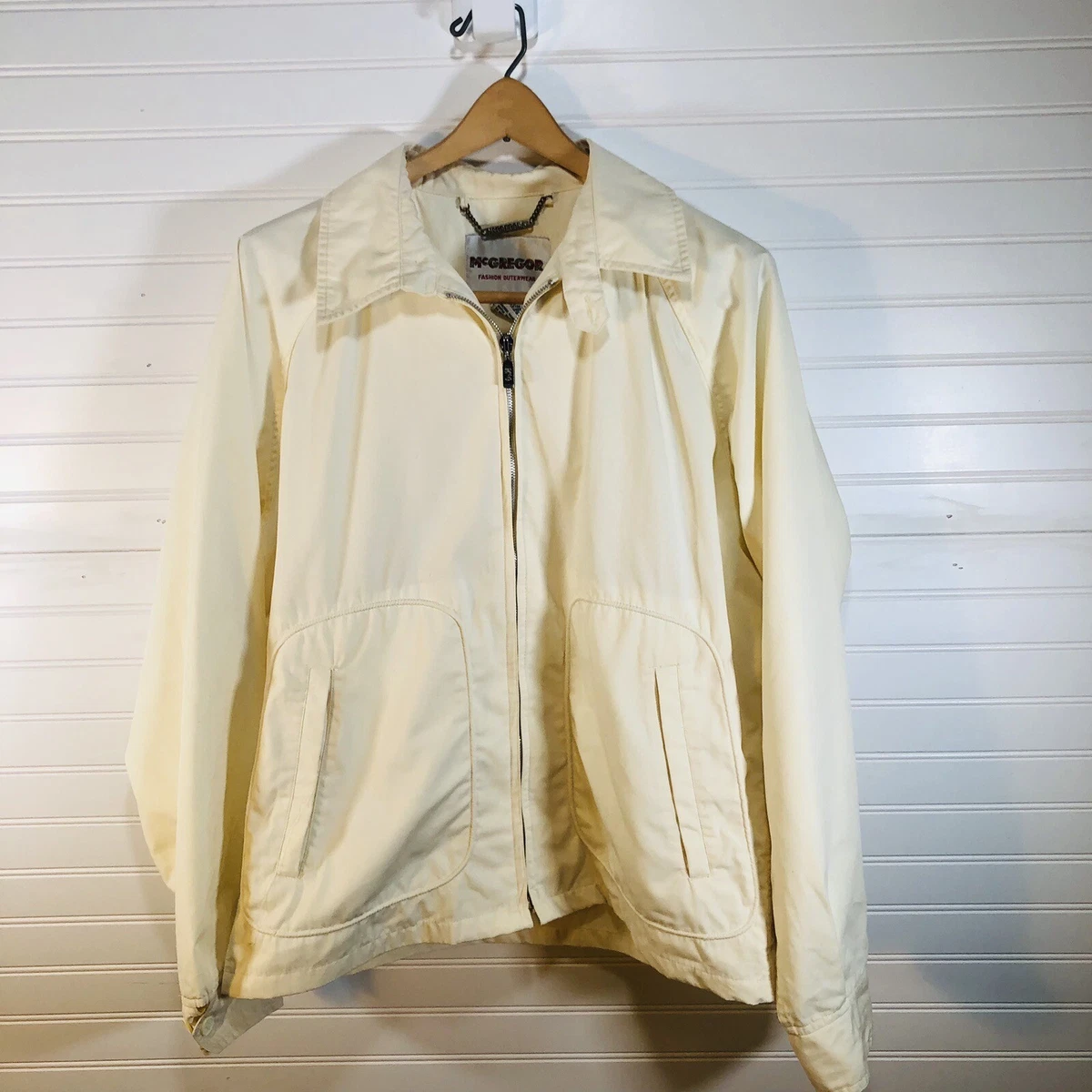 Vintage McGregor Fashion Outerwear Jacket MENS Sz.LARGE White Beige Outdoors