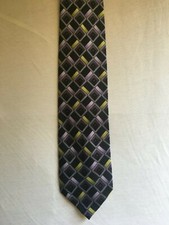 Geometric Plaid Purple Silk Tie - Never Worn