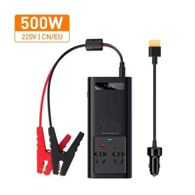 500W Car DC 12V to AC 220V Inverter with Digital Display Auto Type-C Power