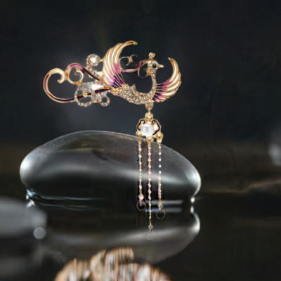 Elegant Unique Phoenix Bird Enamel Rhinestones Brooch Lapel Pin - Pouch / Box