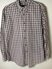 Izod Button Down Shirt Mens Medium Plaid Long Sleeve