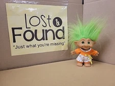 Ace Novelty 3" Treasure Troll Doll Green Hair Heart Shaped Wish Stone *SEE PICS