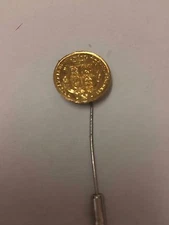 Victoria Half Soverign Coin WC69 Gold English  Pewter on tie stick pin  Scarf