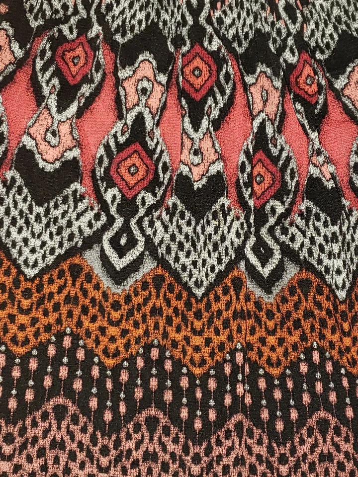 Blusa Axcess feminina M preta multicolorida boho cigana em camadas transparente - Imagem 3 de 4