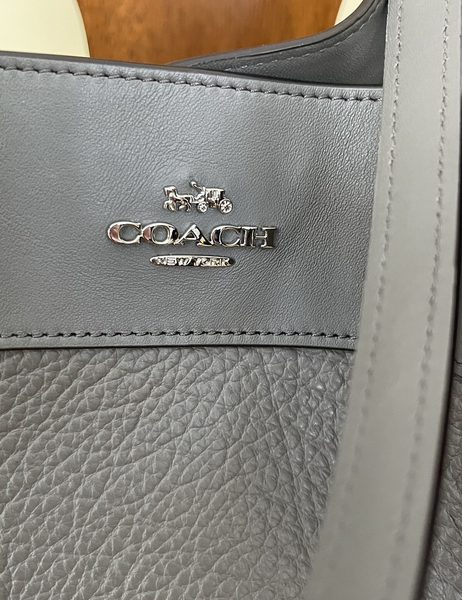 Coach Large Lexy Shoulder Bag In Pebble Leather Heather Grey/Suede