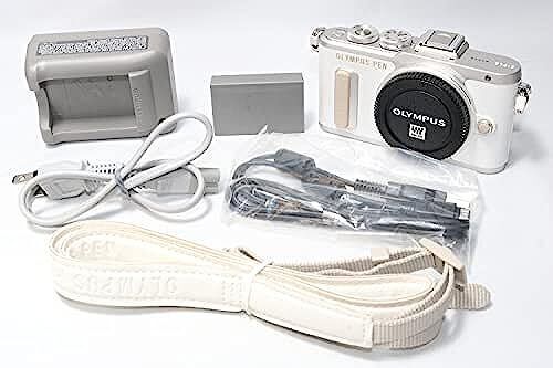 OLYMPUS PEN E-PL8 White Mirrorless SLR Camera Body 16 Megapixels with Strap