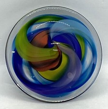 Vintage Studio Swirl Multicolored Art Glass Spinning Top 2.3/4 X 3.1/4  
