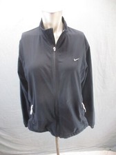 NIKE Size L 12-14 Womens Black Full Zip Stand Collar Pocket Athletic Jacket 210