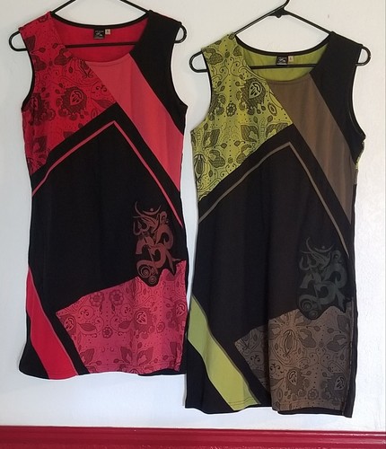 Vestidos sin mangas florales medievales multicolores rojos y verdes Lost Island grandes (2) - Imagen 14 de 14