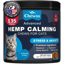 CHEWIA Cat Calming Treats - Hemp Calming Care for Cats - Cat Anxiety Relief -...