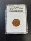 1952 D/D WHEAT CENT ANACS MS-65 RD - UNCIRCULATED - WHEAT PENNY - SLABBED - 1C