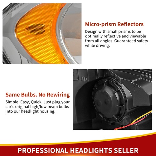 Headlights for 06-07 Monte Carlo 06-13 Chevy Impala Chrome Housing Headlamp Pair - Picture 6 of 7