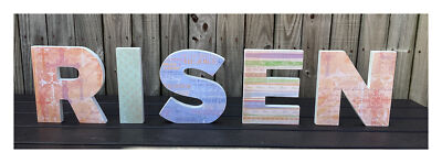 AGD Easter Decor - Primitive Wood RISEN Letter Word Tabletop Display
