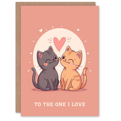 Zwei Kätzchen eins ich liebe Katzenliebhaber Kawaii Cartoon Geburtstagskarte