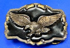 Flying Hunting Diving American Eagle, Western Framed Black Enamel Belt Buckle
