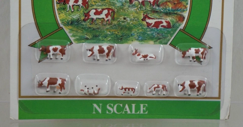 NOS Model Power BROWN & WHITE COWS N Scale Layout Accessories -  1353 - Image 2 of 3