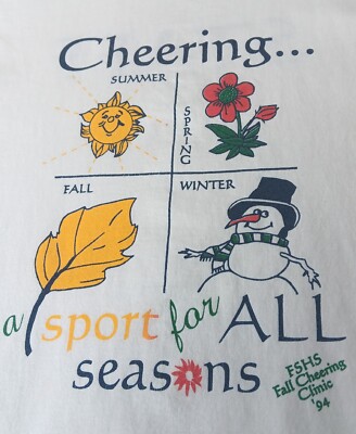 Cheerleading Shirt XL Cheer Sport For All Seasons Single Stitch Vintage USA