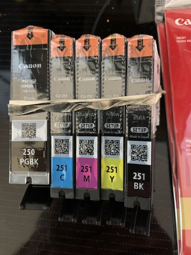 Original Canon 250 251 Setup Tintenpatronen 5er Pack + Bonus 2 Sampler Foto 6x4 - Bild 2 von 3