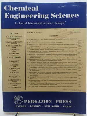 Chemical Engineering Science Vol 26 No 11 | Vintage Academic Journal 1971
