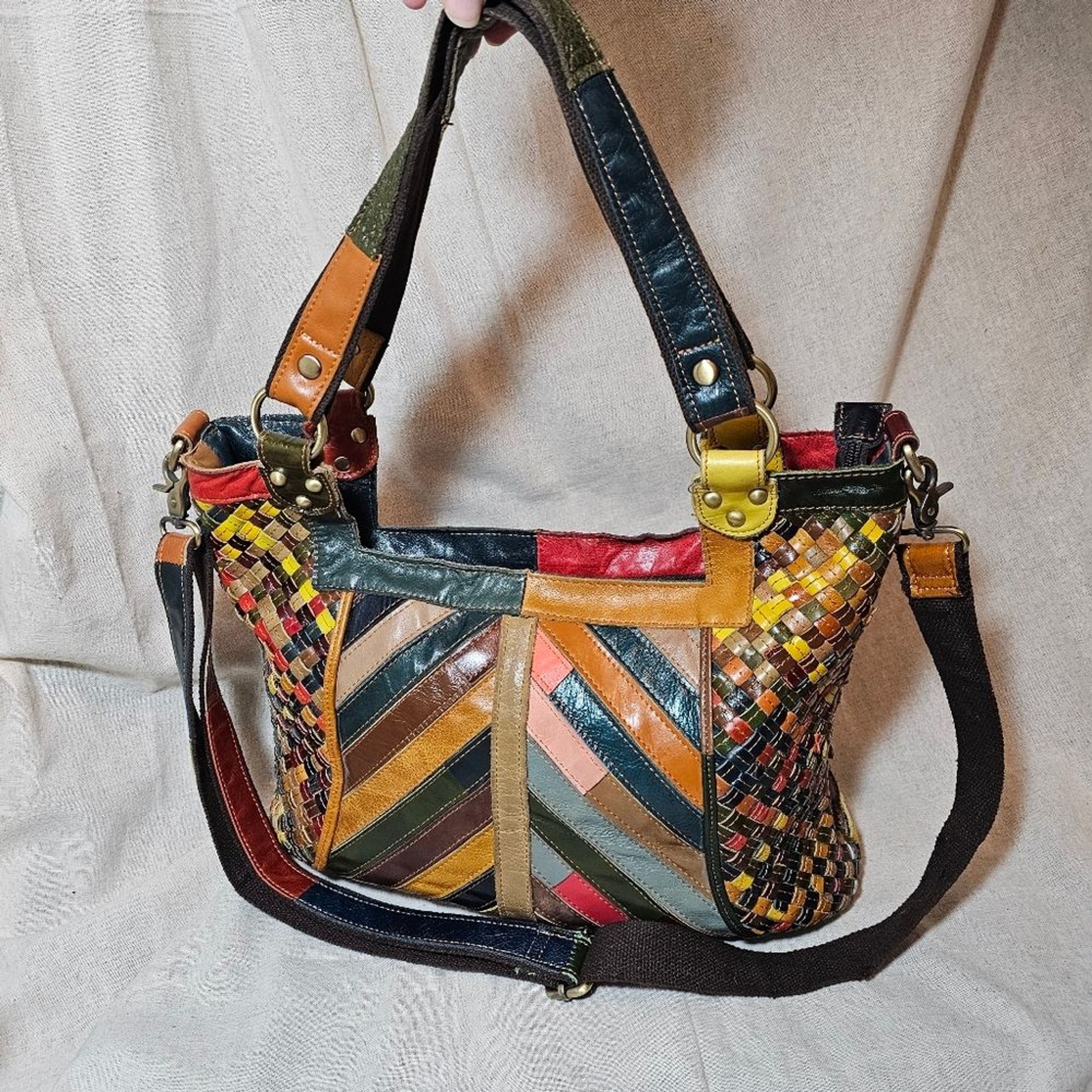 Amerileather Hazelle Genuine Leather Rainbow Shoulder Bag Purse eBay
