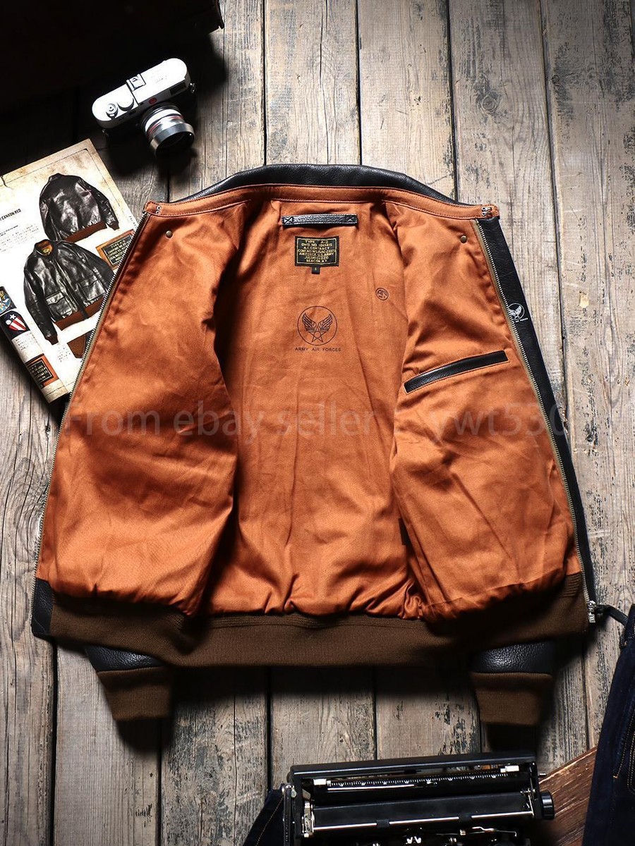 Full Grain Batik Cowhide A2 Bomber Jacket Men's Vintage Genuine