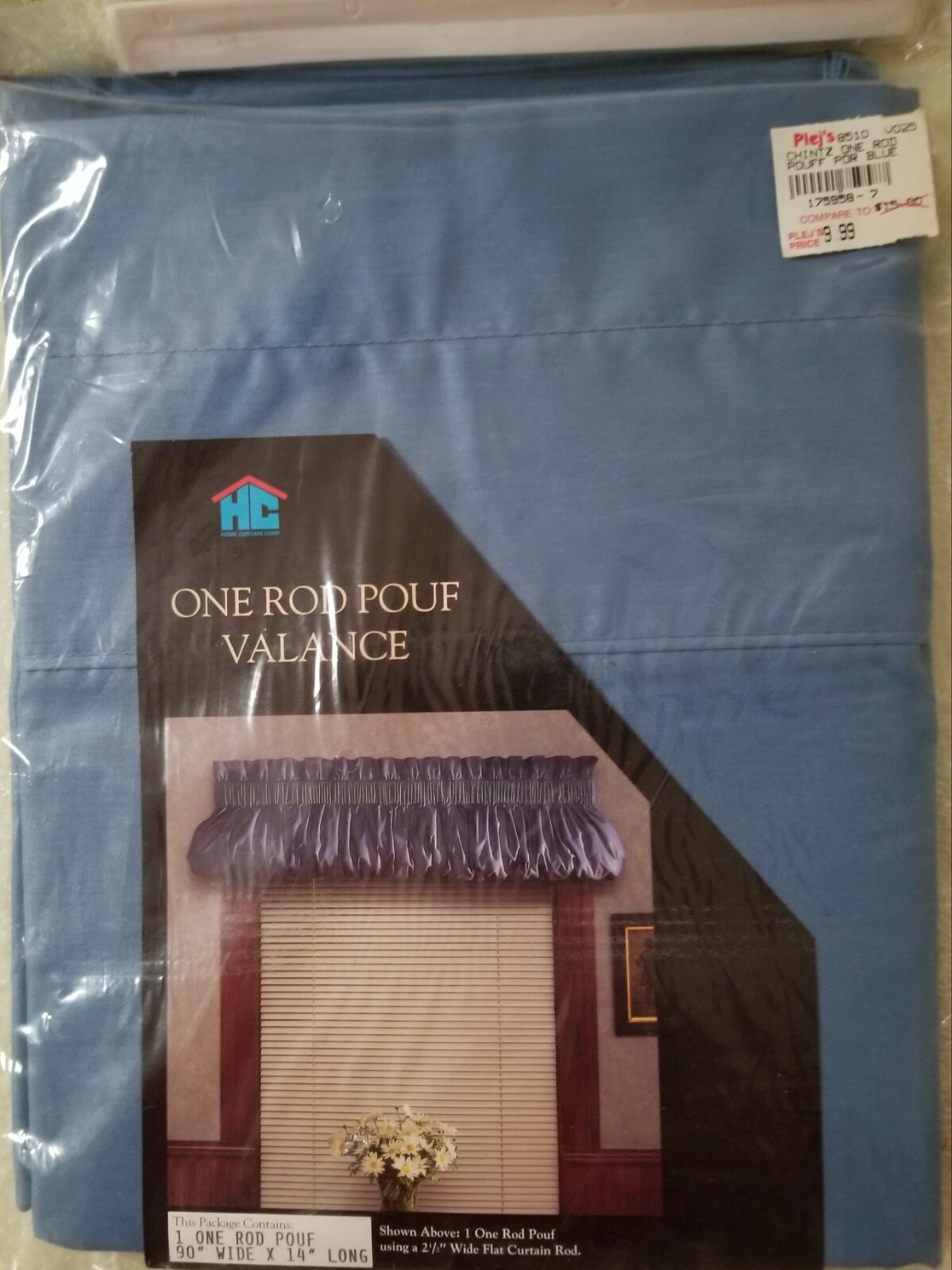 One Rod Pouf Valance Home Curtain Corp. 90" Wide x 14" Long BLUE NEW