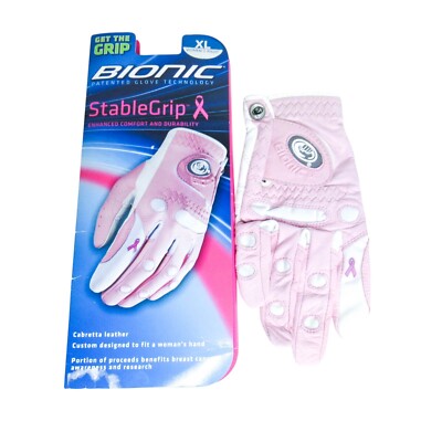 Bionic Golf Gloves Womens XL Pink & White Right Hand StableGrip New DMG PKG