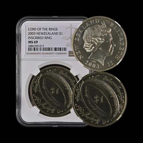NEW ZEALAND. 2003, 1 Dollar - NGC MS69 - Top Pop 🥇 Lord of the Rings, Ring