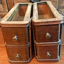 Set of 4 Singer Treadle Sewing Machine Oak Drawers in Racks